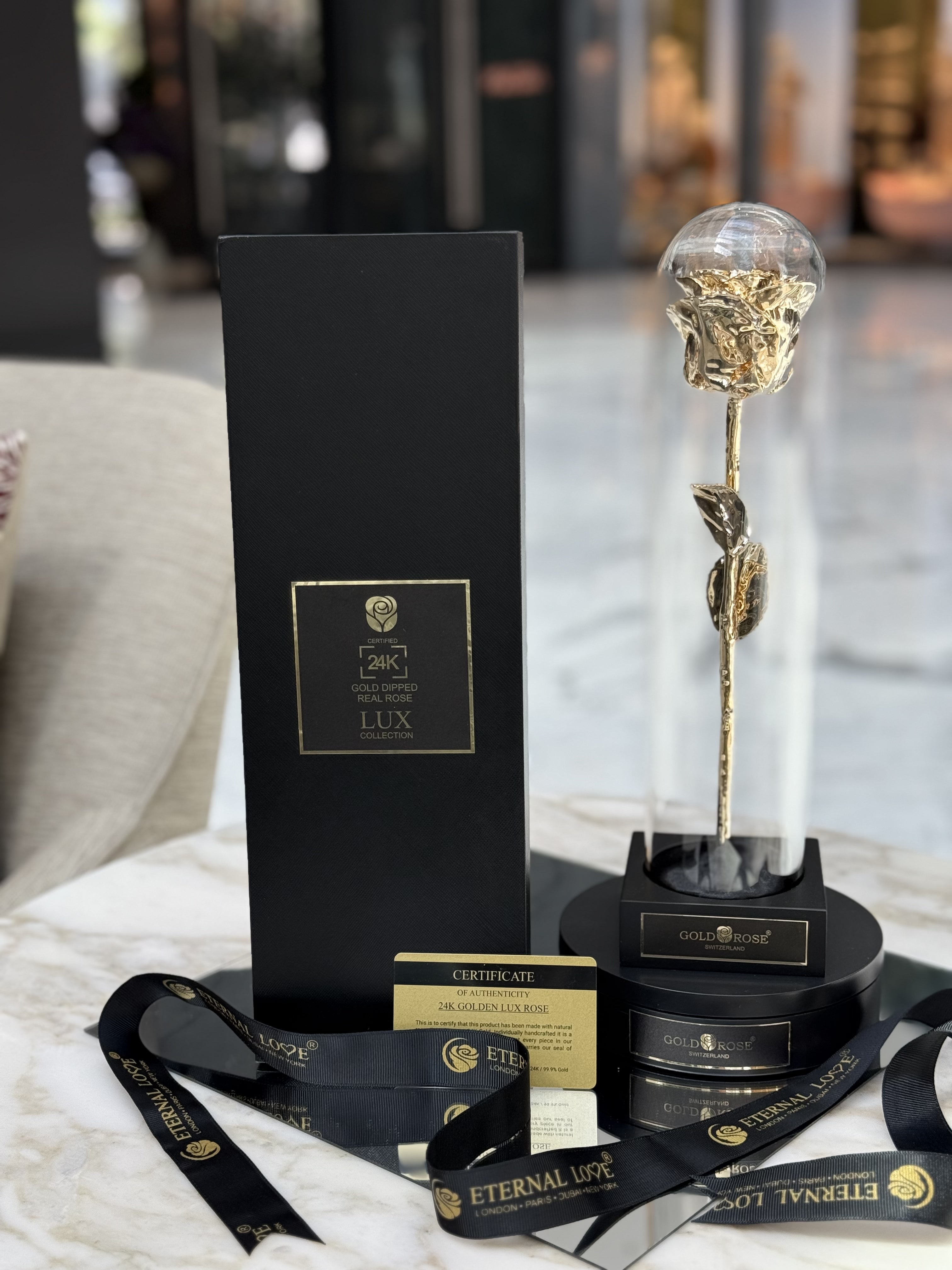 24K Gold Forever Rose in Dome