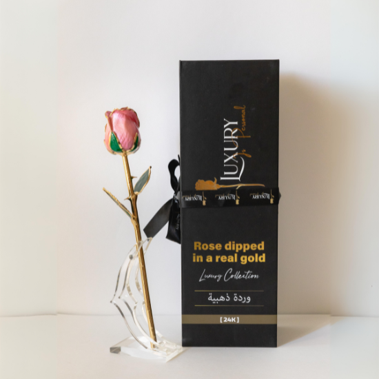 24k gold dipped rose in pink color