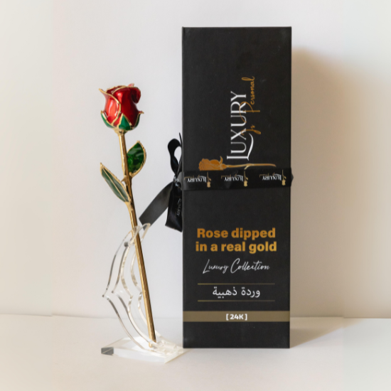24k gold dipped rose in red color