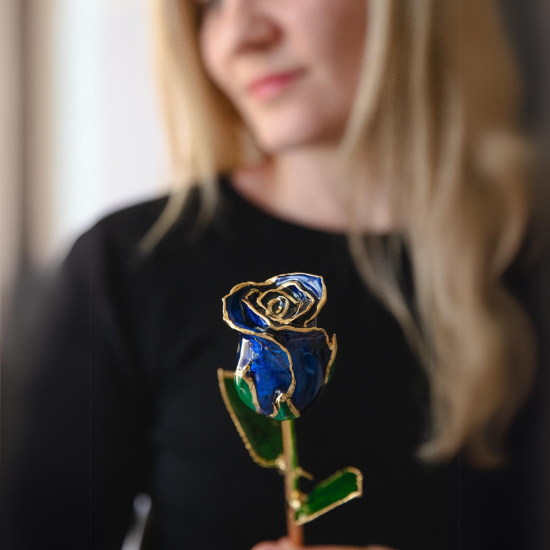Forever Rose Blue 24K Gold Woman Holding