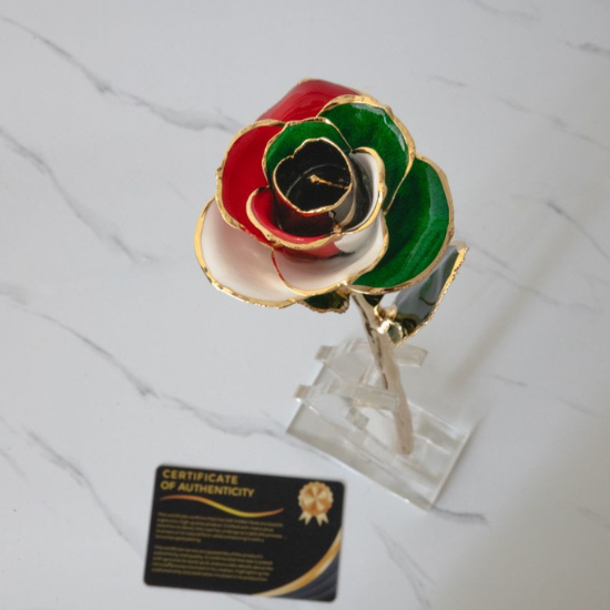 Kuwait Gold Rose on a stand with certificate of authenticity
