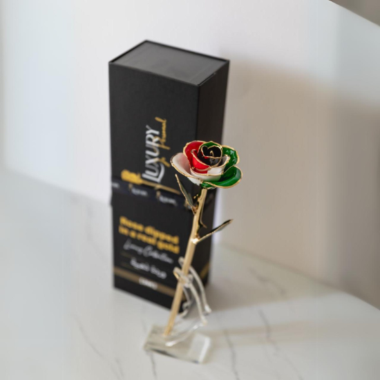 24k karat gold dipped rose uae national flag color rose