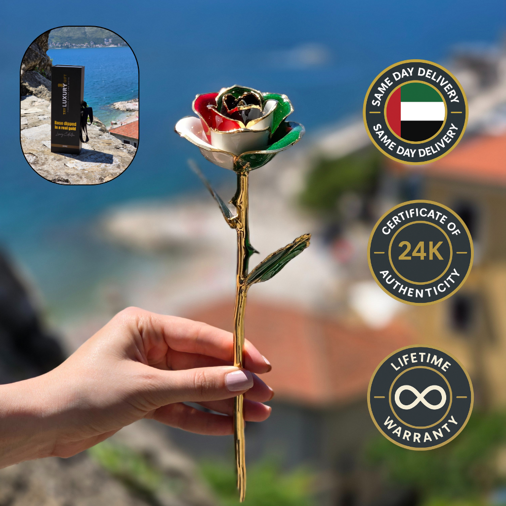 24K Gold Forever Rose | UAE Flag Colors