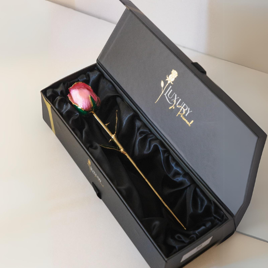 forever rose gold dipped rose inside box