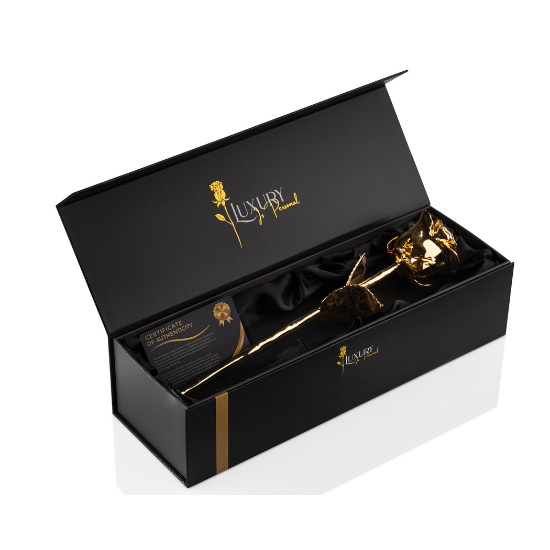 try luxury gift box open with 24k golden rose inside